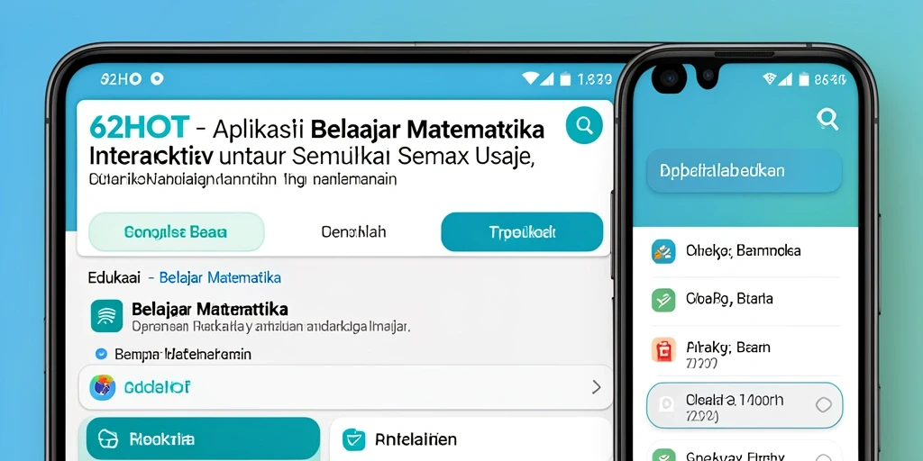 Antarmuka aplikasi 62HOT untuk belajar matematika dengan mudah.