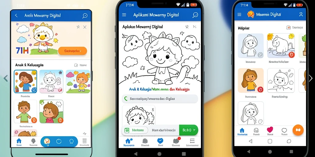 Antarmuka aplikasi 71H dengan fitur mewarnai yang interaktif.