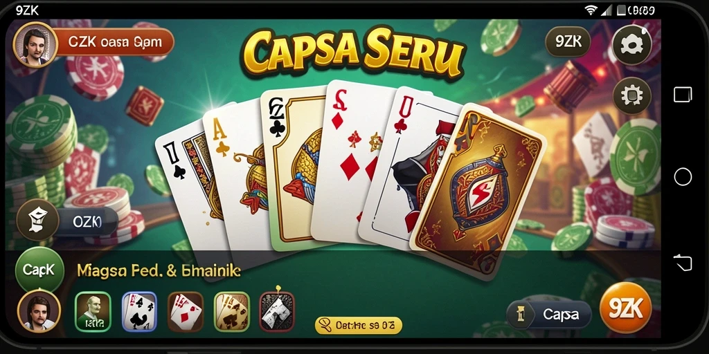 Antarmuka menarik dari permainan Capsa 9ZK.