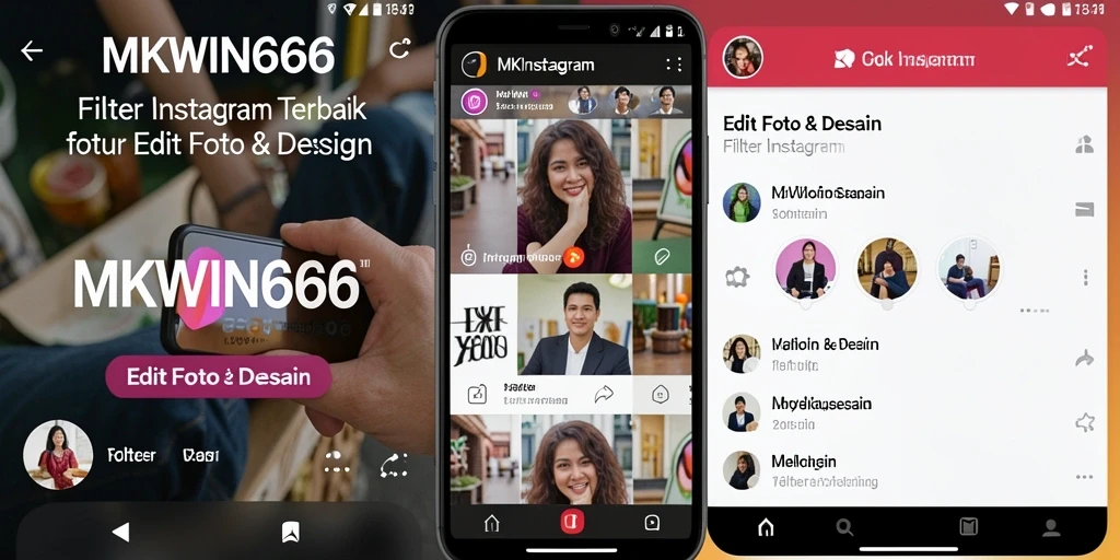 Antarmuka MKWIN666 menampilkan akses mudah ke berbagai filter Instagram.