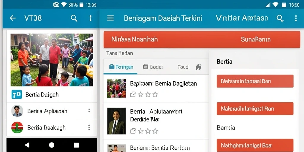 Tampilan antarmuka aplikasi Berita Daerah VT38 yang informatif.